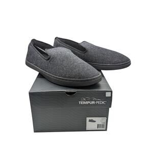 Tempur-Pedic Mens Size 9 Slater Charcoal Moccasin Slippers Shoes TP6157-005 NEW